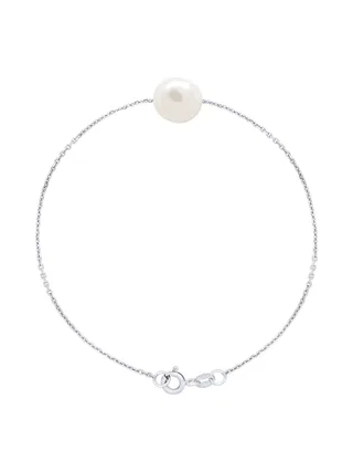 Bracelet Maille Forçat Véritable Perle d'Eau Douce 10-11 mm — Argent 925 Millièmes Rhodié — 18 cm 1