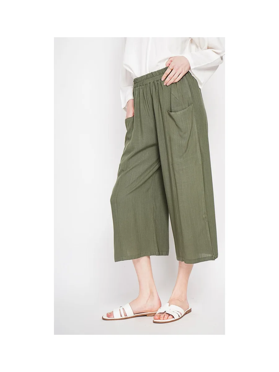 Pantacourt large taille haute avec poches devant 8