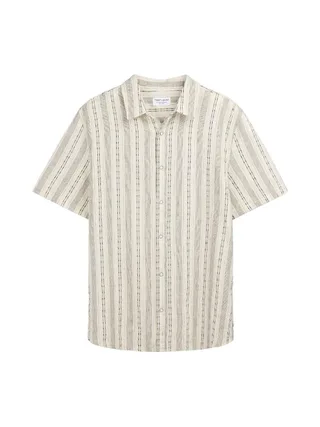 Chemise en lin Beige Clair Homme Teddy Smith Pietro Stripe 1