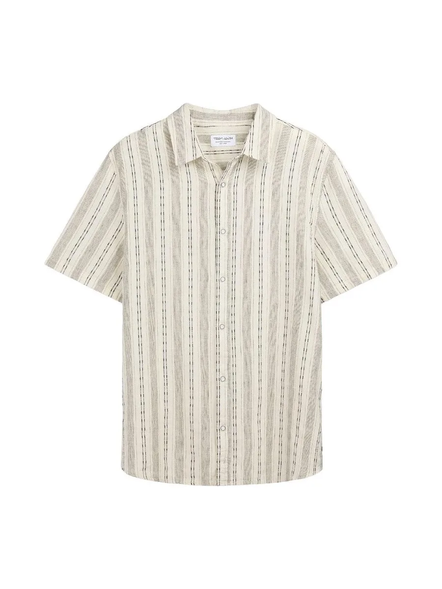 Chemise en lin Beige Clair Homme Teddy Smith Pietro Stripe 1