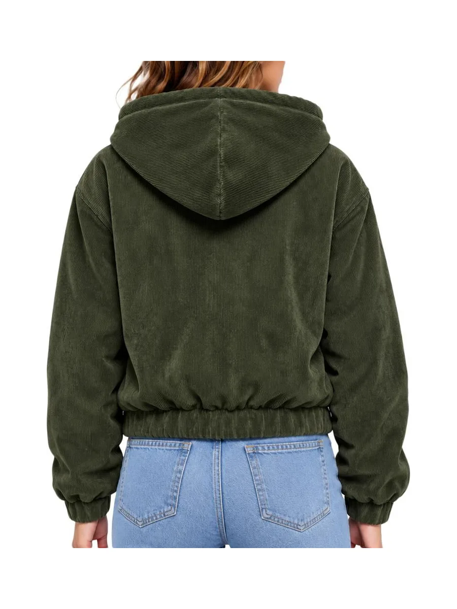 Blouson Kaki Femme Only Corduroy 3