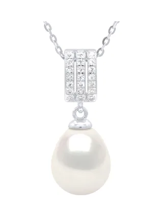 Collier Maille Forçat Véritables Perles d'Eau Douce 9 mm — Argent 925 Millièmes Rhodié — 42 cm 2