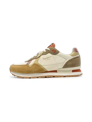 Baskets Écru/Camel Femme Pepe jeans Brit Print 1