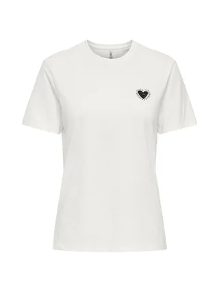 T-Shirt Blanc/Noir Femme Only Heart 1
