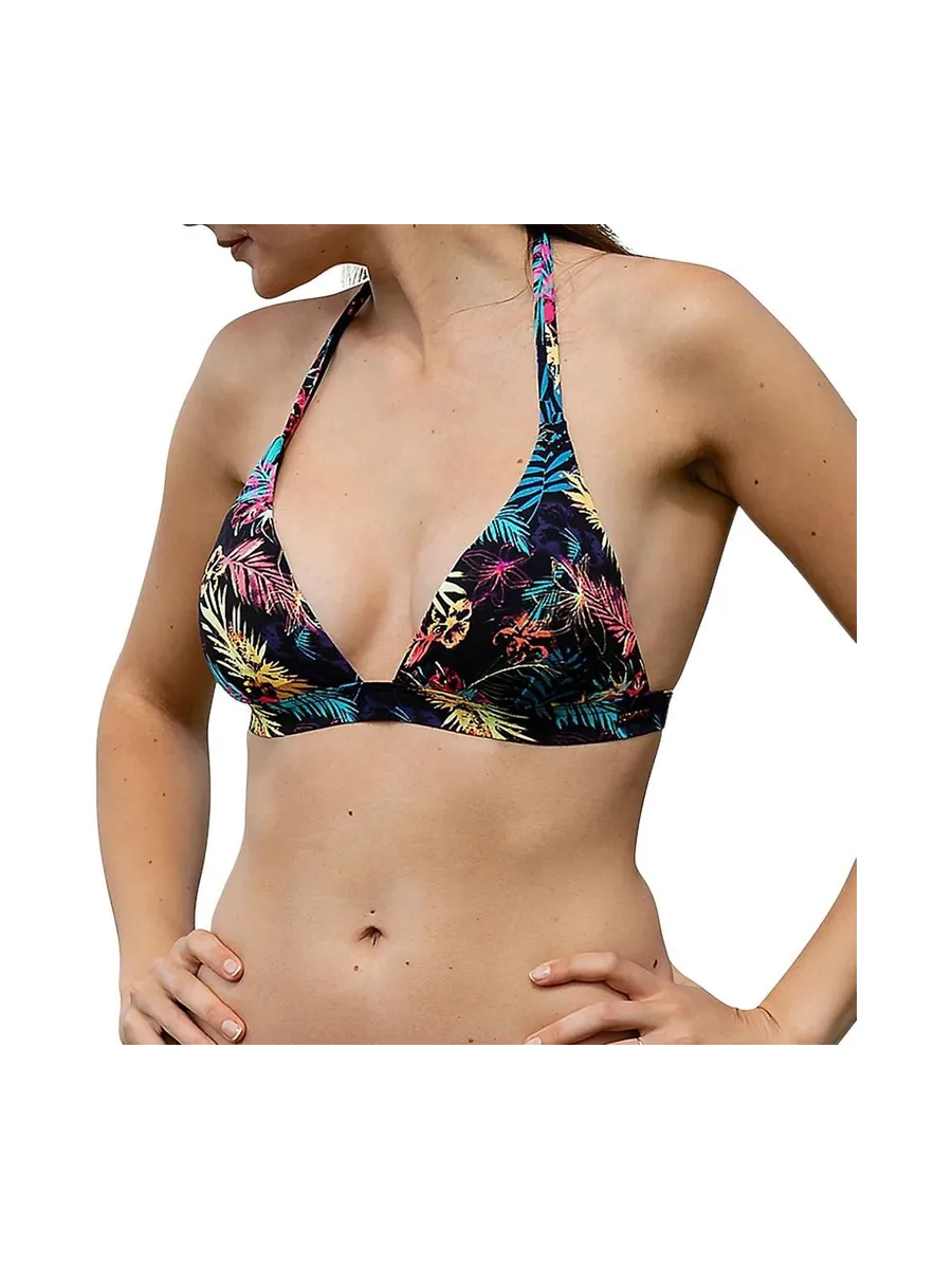 Haut de Bikini Noir/Fleurs Femme Happy & Co Brezilienne 1