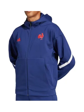 Equipe de France Rugby Veste Bleu Foncé Homme Adidas Trvl 1