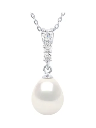 Collier Maille Forçat Véritables Perles d'Eau Douce 8 mm — Argent 925 Millièmes Rhodié — 42 cm 2