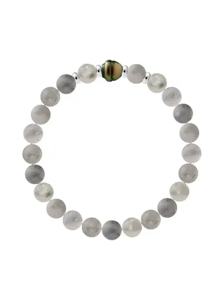 Bracelet Véritable Perle de Tahiti Cerclée 9-10 mm — Argent 925 Millièmes — 19 cm — Homme 1