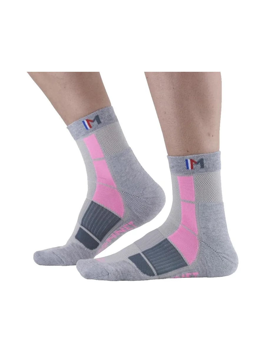 Chaussettes de randonnée grise/rose adulte Middle Trek Air 2