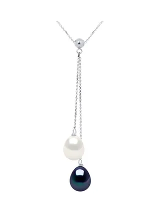 Collier Véritables Perles de Culture d'Eau Douce Poires 8-9 mm — Or Blanc 375 Millièmes — 42 cm 1