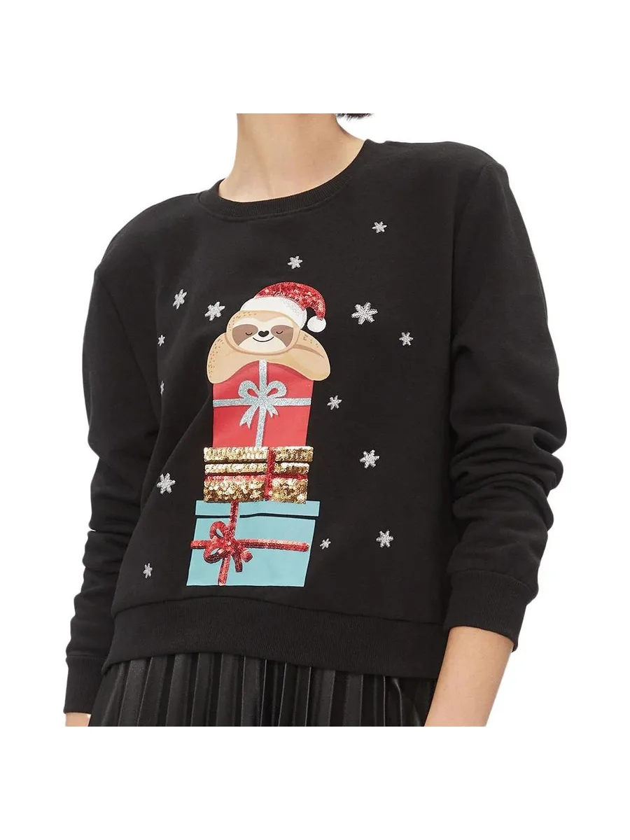 Sweat de Noel Noir Femme Only Onlyda Christmas 1