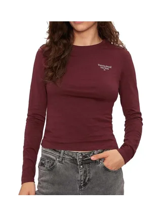T-shirt Manches Longues Bordeaux Femme Tommy Hilfiger Slim Essential 1