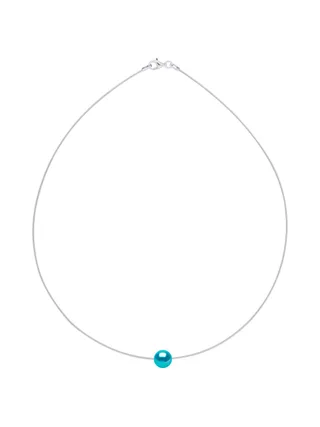 Collier Véritable Perle d'Eau Douce Traversante Ronde 9-10 mm — Argent 925 Millièmes — 42 cm 2