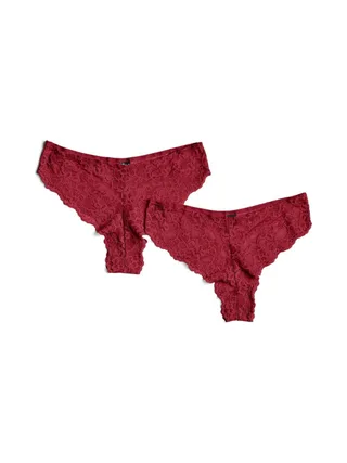 Lot de 2 culottes larges en dentelle Rouge Femme Pieces Lina 1