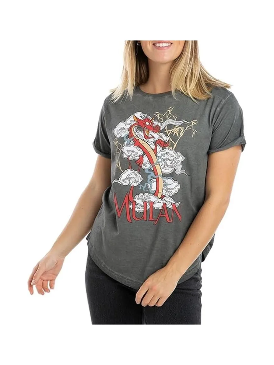 T-Shirt Gris Femme Disney Mulan Mushu Fashion 2