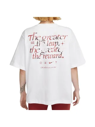 T-shirt Blanc/Rouge Femme Nike Boxy100 2