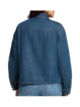 Chemise en jean bleu femme avec nœud Morgan Lavalliere 2