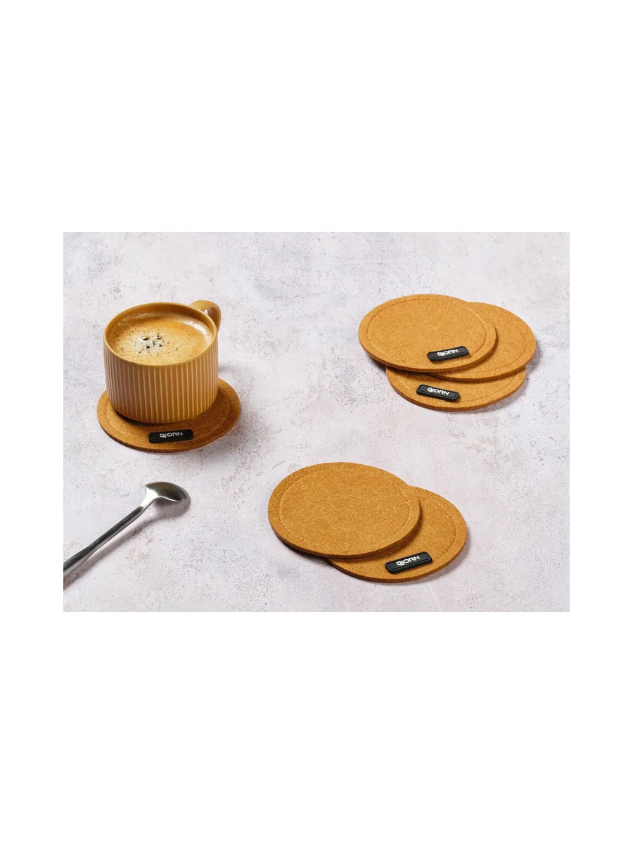 Sous-verre rond - 6 pièces - Feutre recyclé beige 14