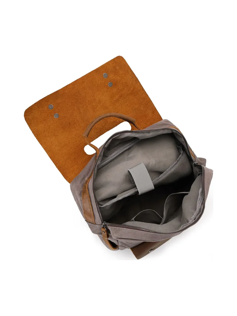 ED - Sac à dos en cuir véritable et toile enduite - Bleu 54