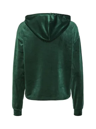 Sweat à Capuche Velours Vert Femme Pieces Pcilli 2