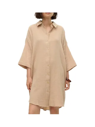 Robe Chemise Beige Femme Vero Moda Natali 1