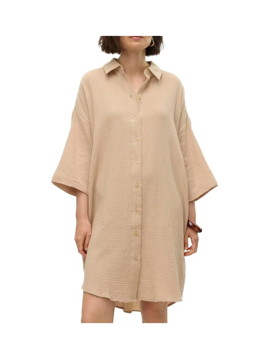 Robe Chemise Beige Femme Vero Moda Natali 2