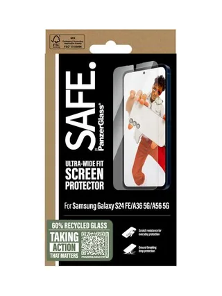 PanzerGlass SAFE. by ® Screen Protector Samsung Galaxy S24 FE | A36 5G | A56 5G | Ultra-Wide Fit 3