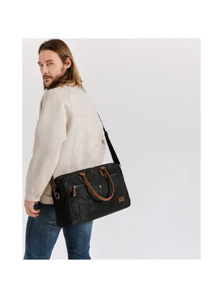 BART - Sac week-end en cuir véritable et toile enduite - Bleu 28