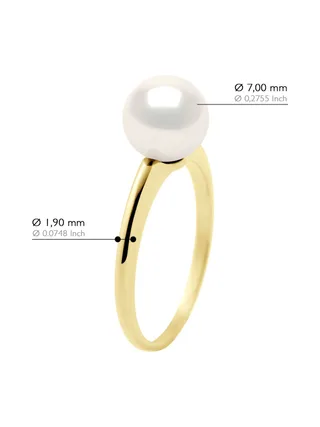 Bague Jonc Véritable Perle d'Eau Douce Ronde 7-8 mm — Or Blanc 375 Millièmes 3