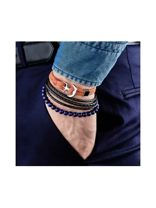 Bracelet Lilas - cuir et pierres naturelles 2