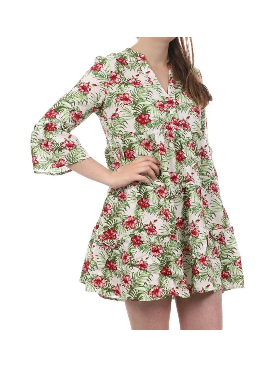 Robe Blanche/Fleurs Femme Vero Moda Easy 2