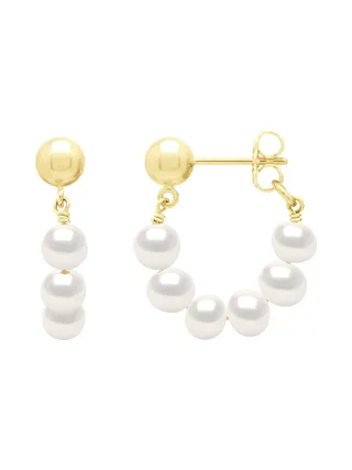 Boucles d'Oreilles Pendantes Véritables Perles de Culture d'Eau Douce Poires 5-6 mm — Vermeil 1