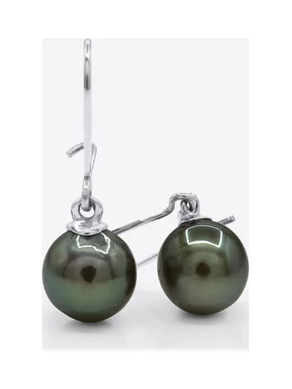 Boucles d'Oreilles Véritables Perles de Tahiti Poires 9-10 mm — Or Blanc 375 Millièmes 1