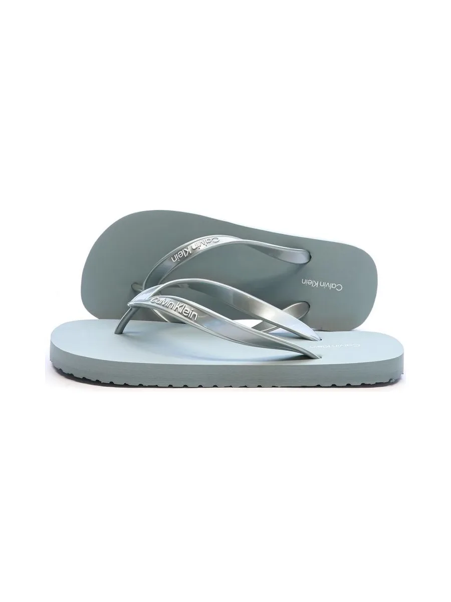 Tongs Bleu Femme Calvin Klein Jeans Flip Flop Tpu Metall 2