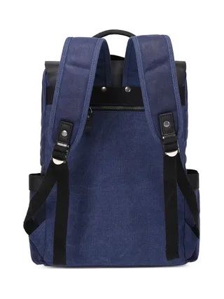ED - Sac à dos en cuir véritable et toile enduite - Bleu 4
