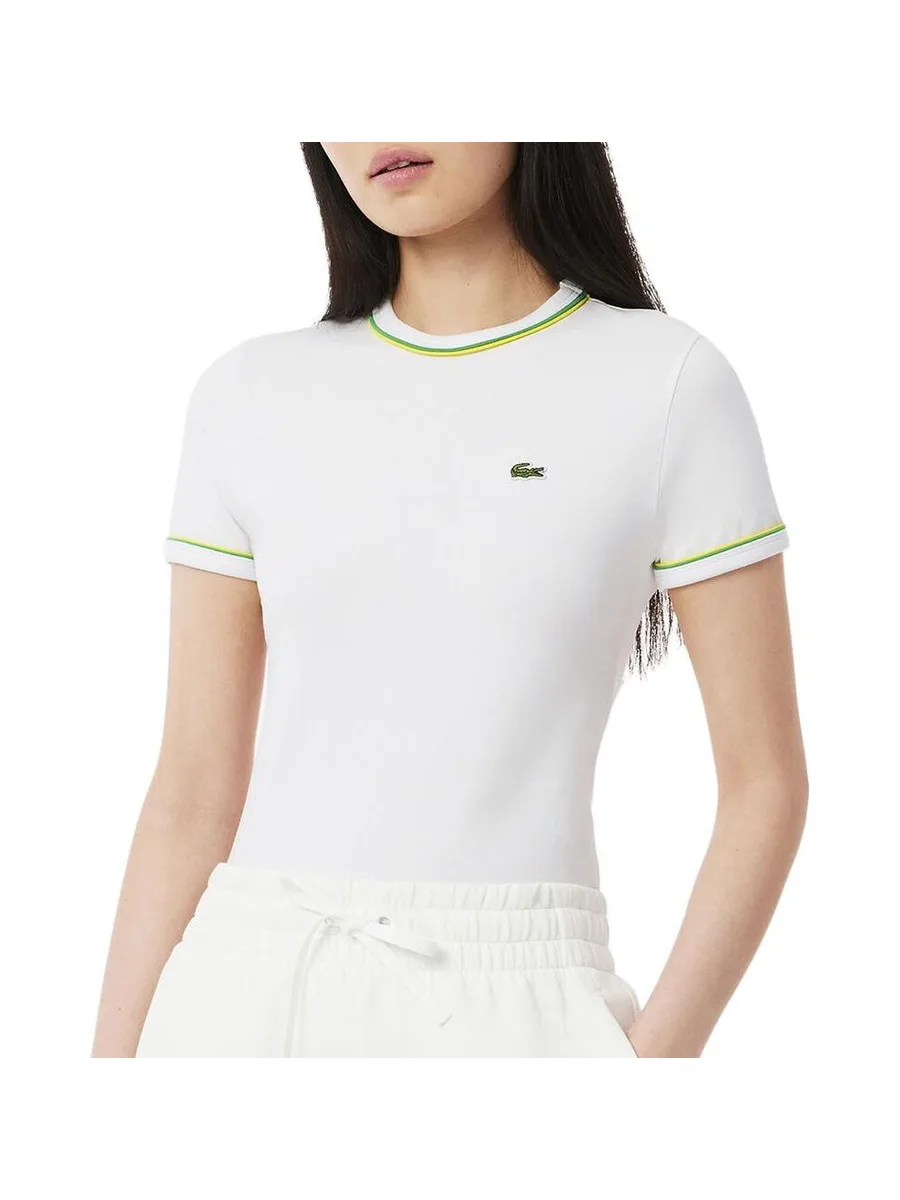 T-shirt Blanc Femme Lacoste Contrast Accent 2