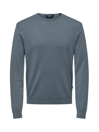 Pull Bleu Gris Homme Only & Sons Life Crew Knit 1