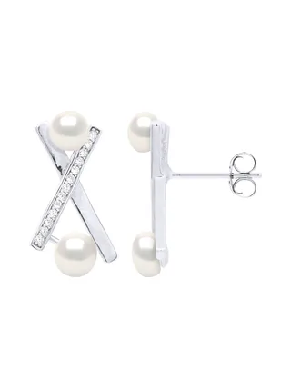 Boucles d'Oreilles Véritable Perle d'Eau Douce Bouton 4-5 mm — Argent 925 Millièmes Rhodié 5