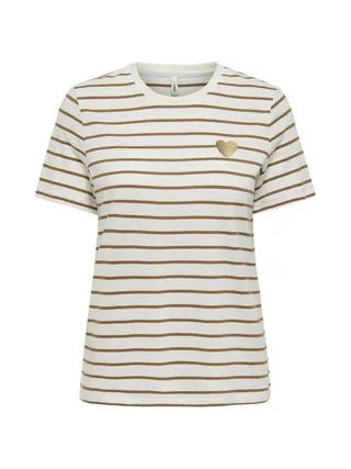 T-Shirt Blanc/Camel Femme Only Liva 1
