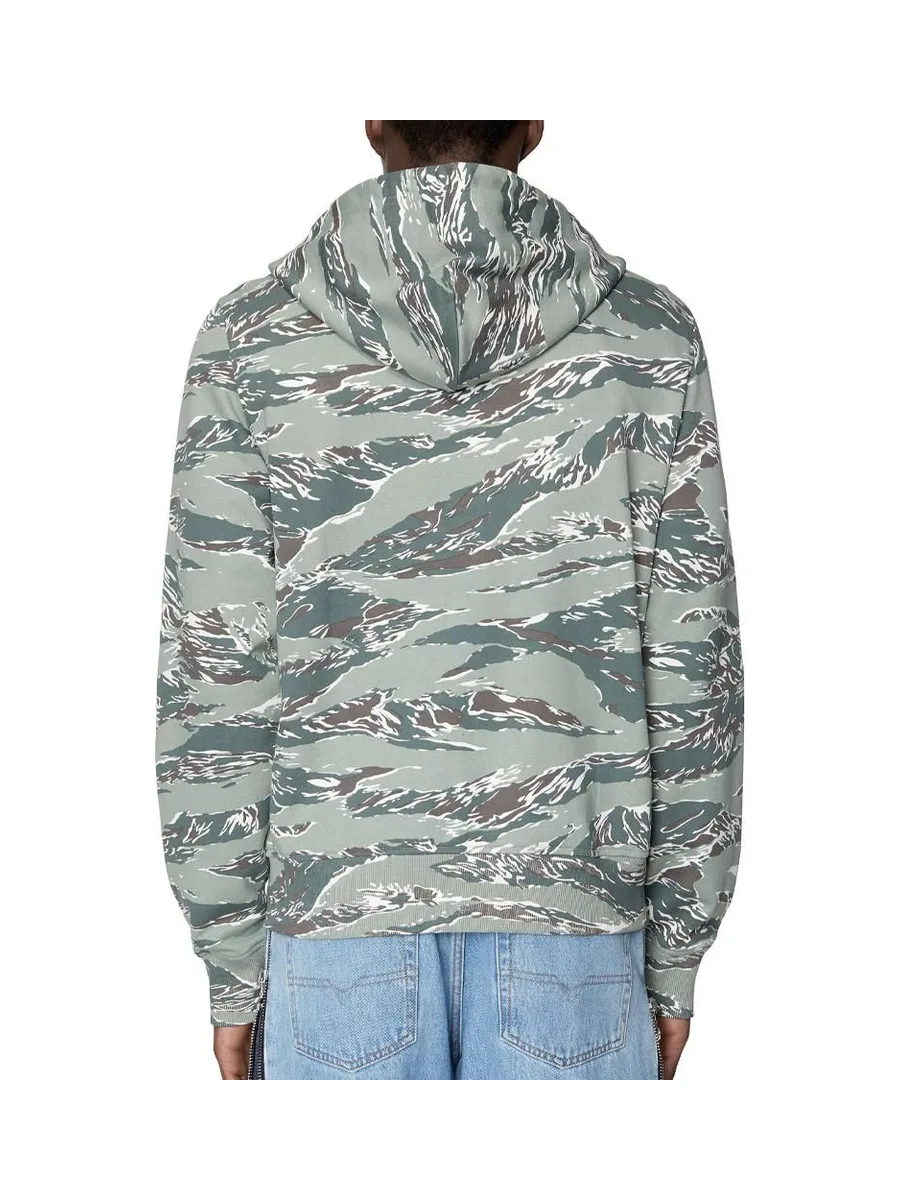 Sweat Zippé Kaki à Motifs Homme Diesel A06855 3
