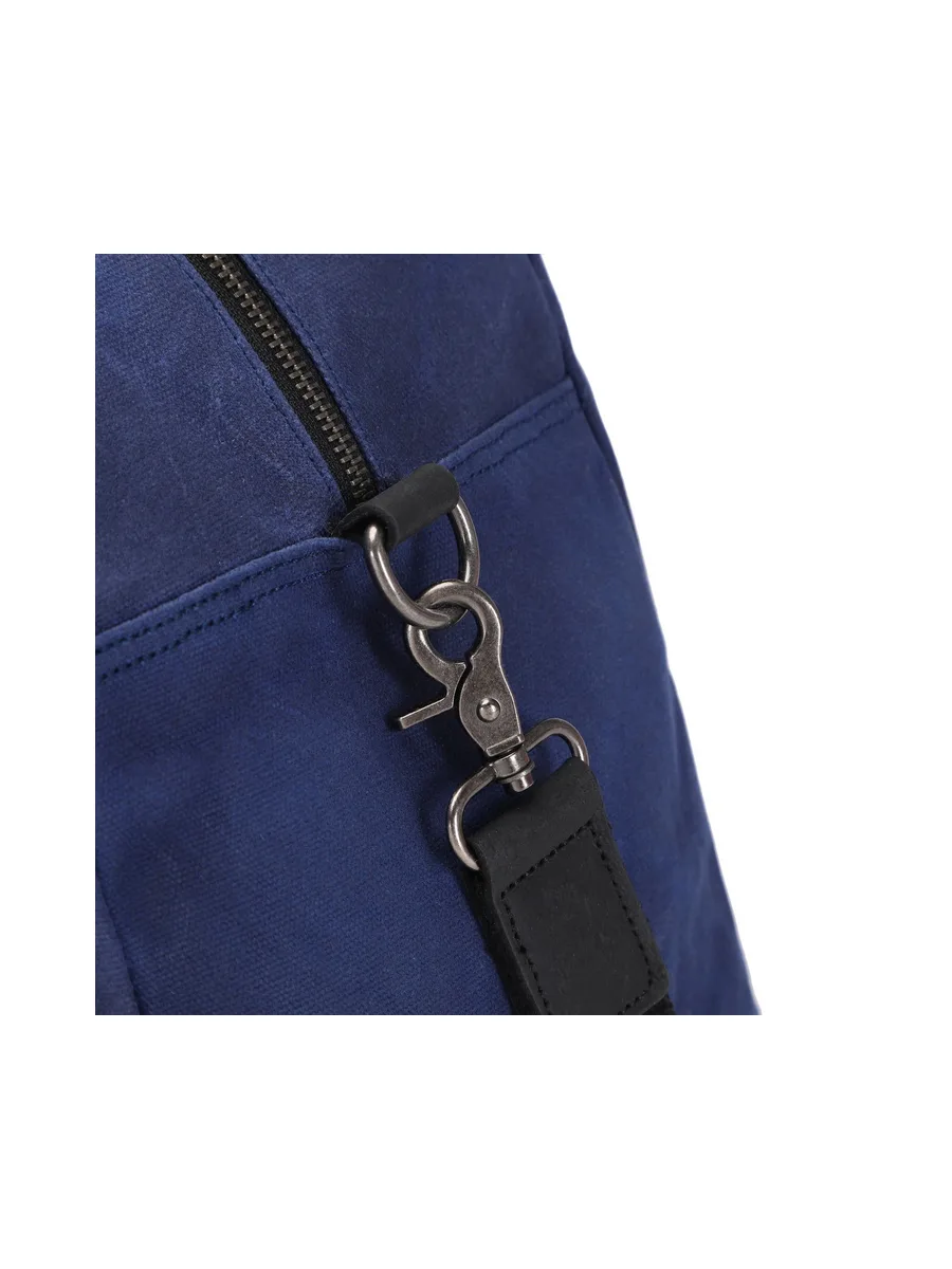 BOB - Sac de voyage en cuir véritable et toile enduite - Bleu 7