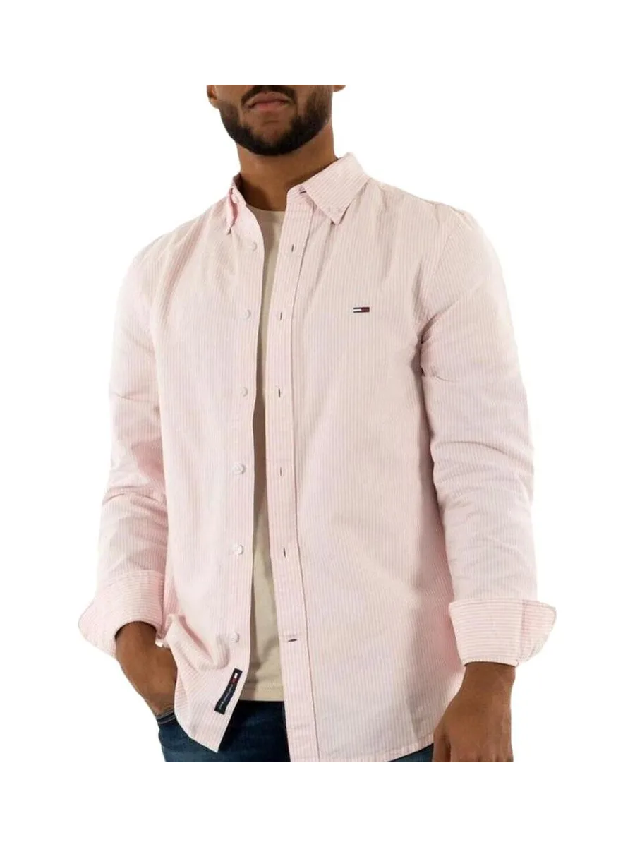 Chemise Rayures Bordeaux/Blanc Homme Tommy Hilfiger Slim Stripe 1