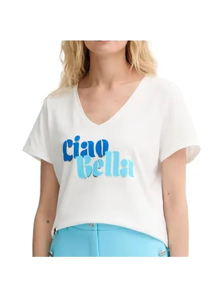 T-shirt Blanc/Bleu Femme Morgan DBELLO 1