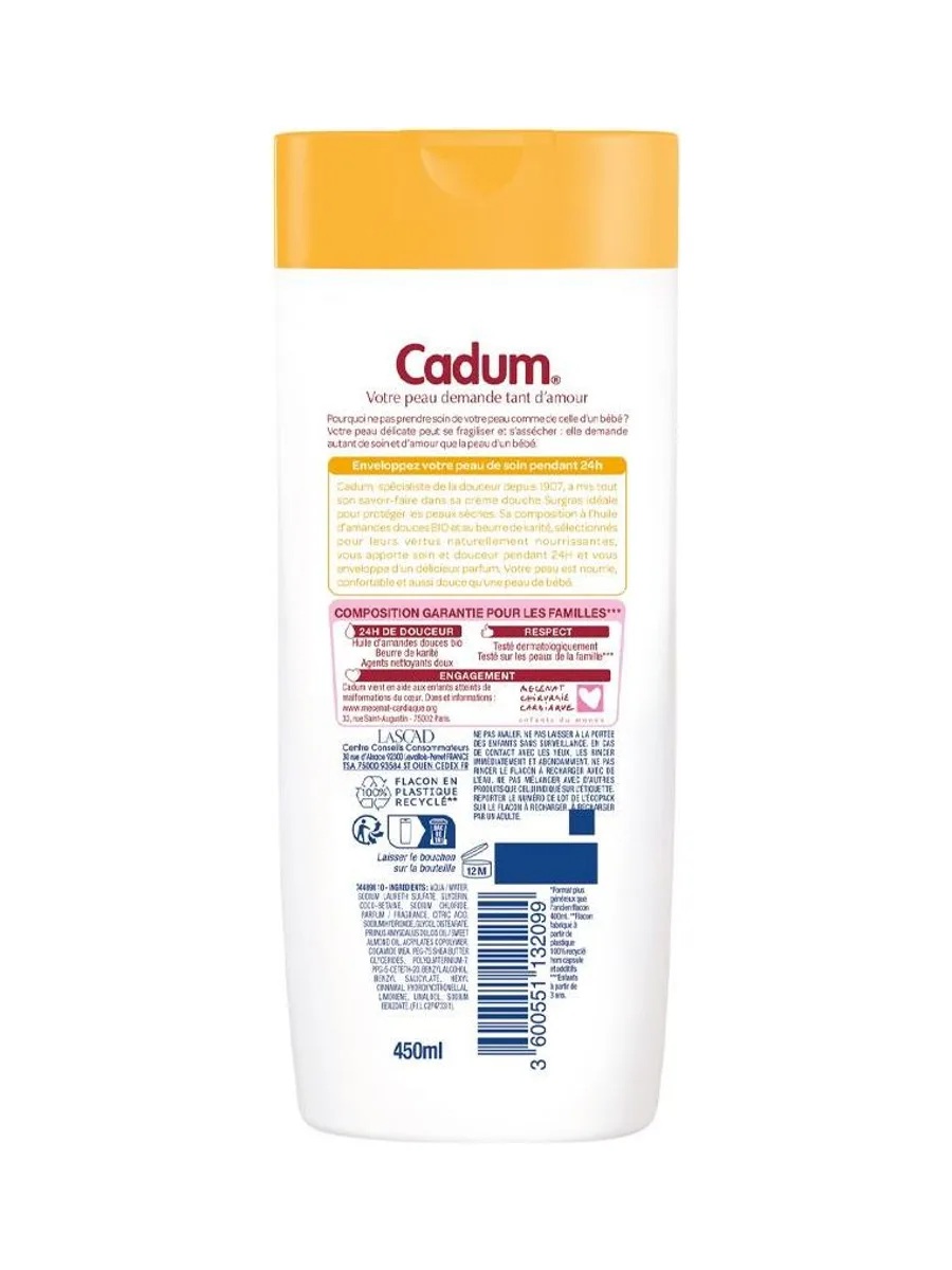 Crème Douche Surgras Beurre de Karité Cadum 450ml 3
