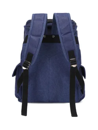 BILL - Sac à dos en cuir véritable et toile enduite - Bleu 4