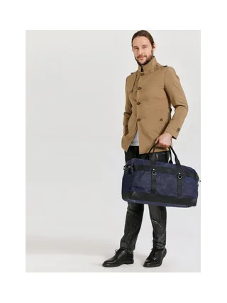 VLAD - Sac de voyage en cuir véritable et toile enduite - Bleu 8