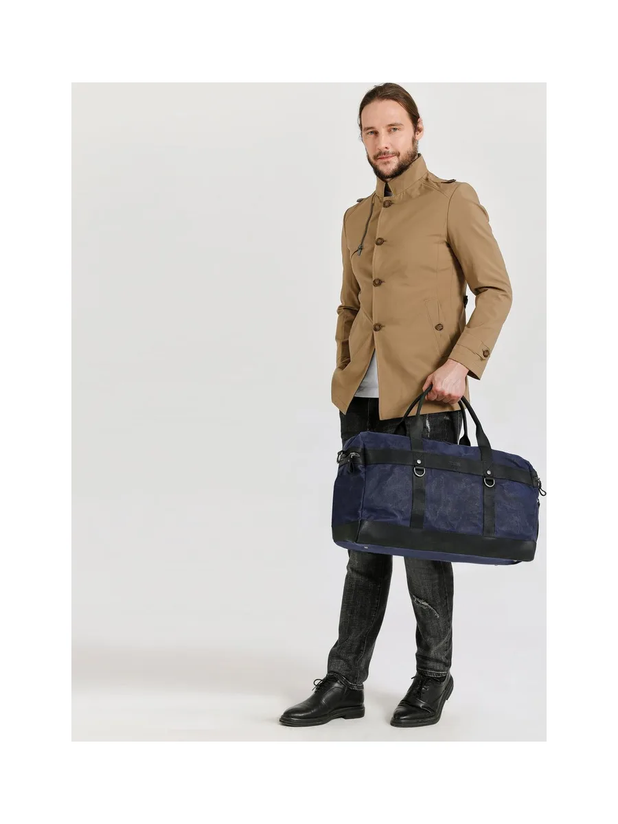 VLAD - Sac de voyage en cuir véritable et toile enduite - Bleu 41