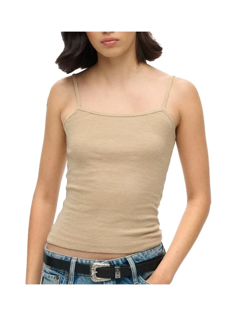 Débardeur Marron Clair Femme Superdry Fine 2