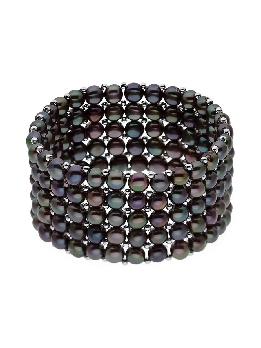 Bracelet 5 Rangs Véritables Perles de Culture d'Eau Douce 3-4 mm — Argent 925 Millièmes — 17 cm 1