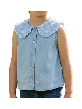 Blouse Bleu Fille Only Embroidery 1